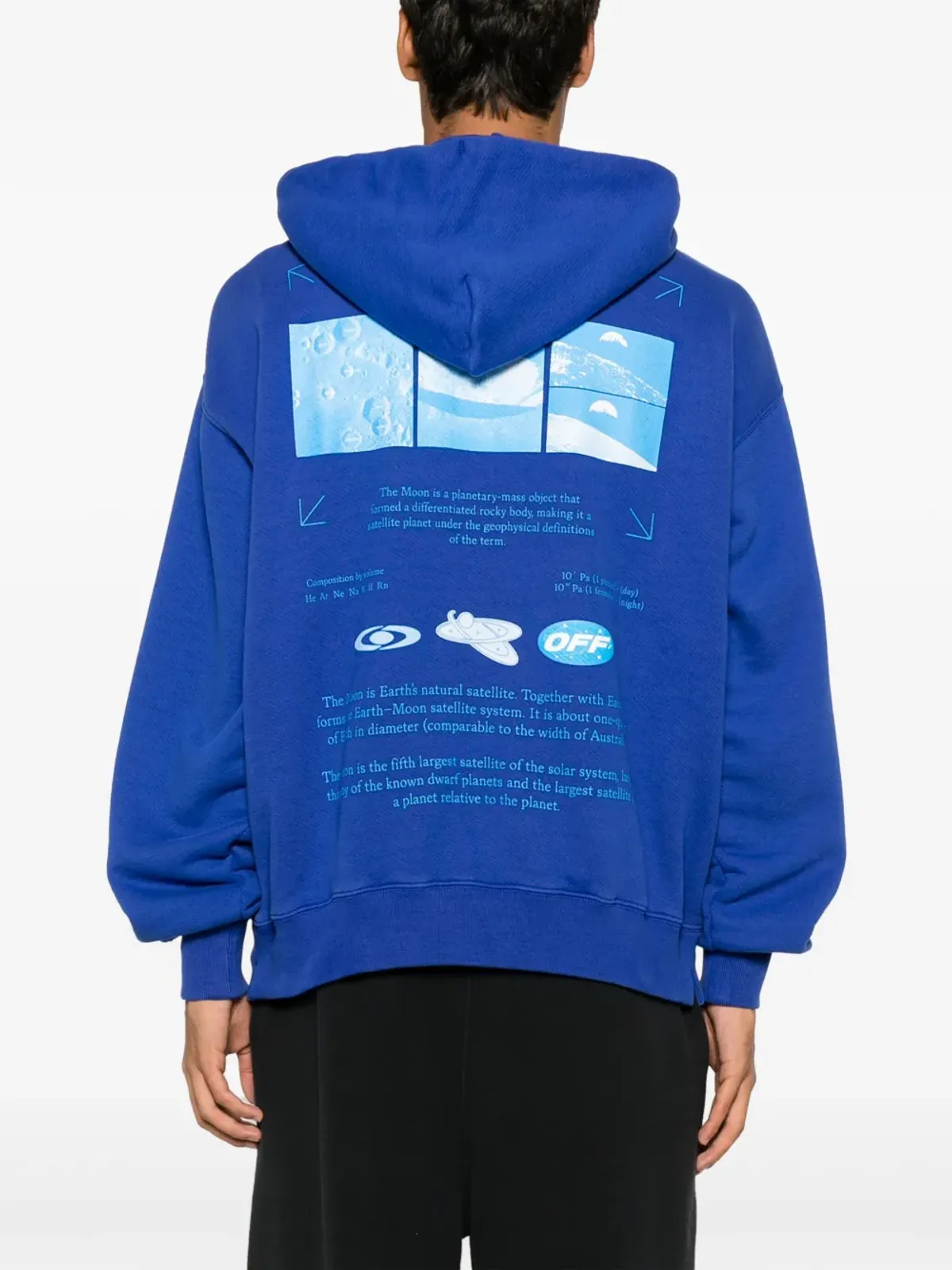 Off-White ムーンプリント入り オーガニックコットン フーディー - ブルー - 画像4