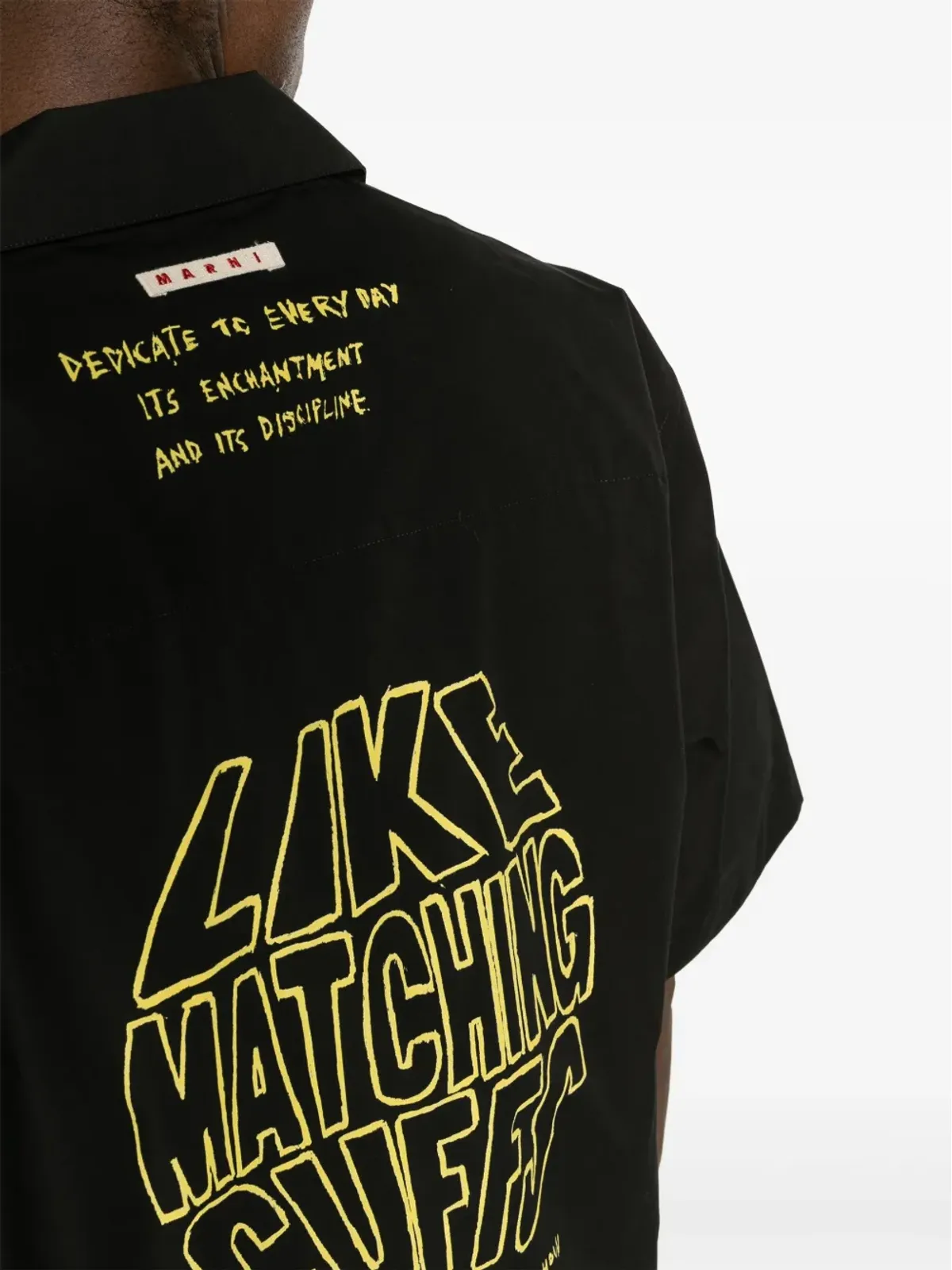 Marni スローガンプリント コットンシャツ - ブラック - 画像5