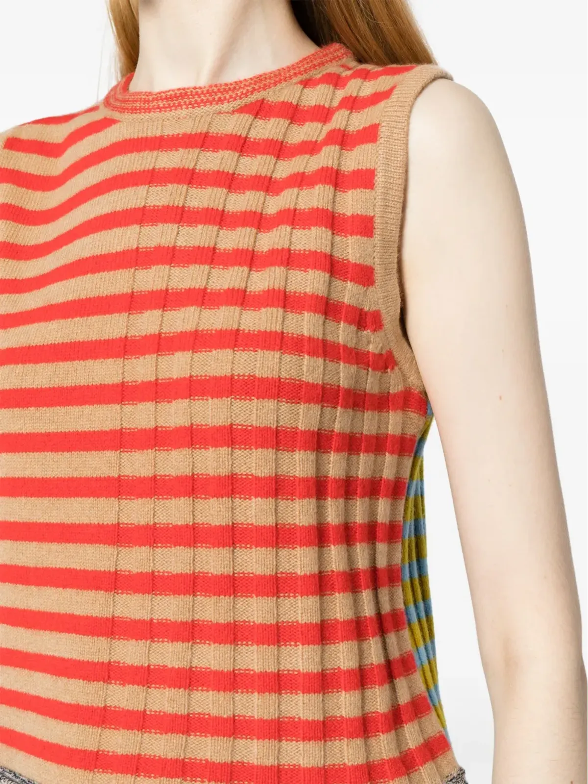 YANYAN KNITS ノースリーブ リブニットトップ - 画像5