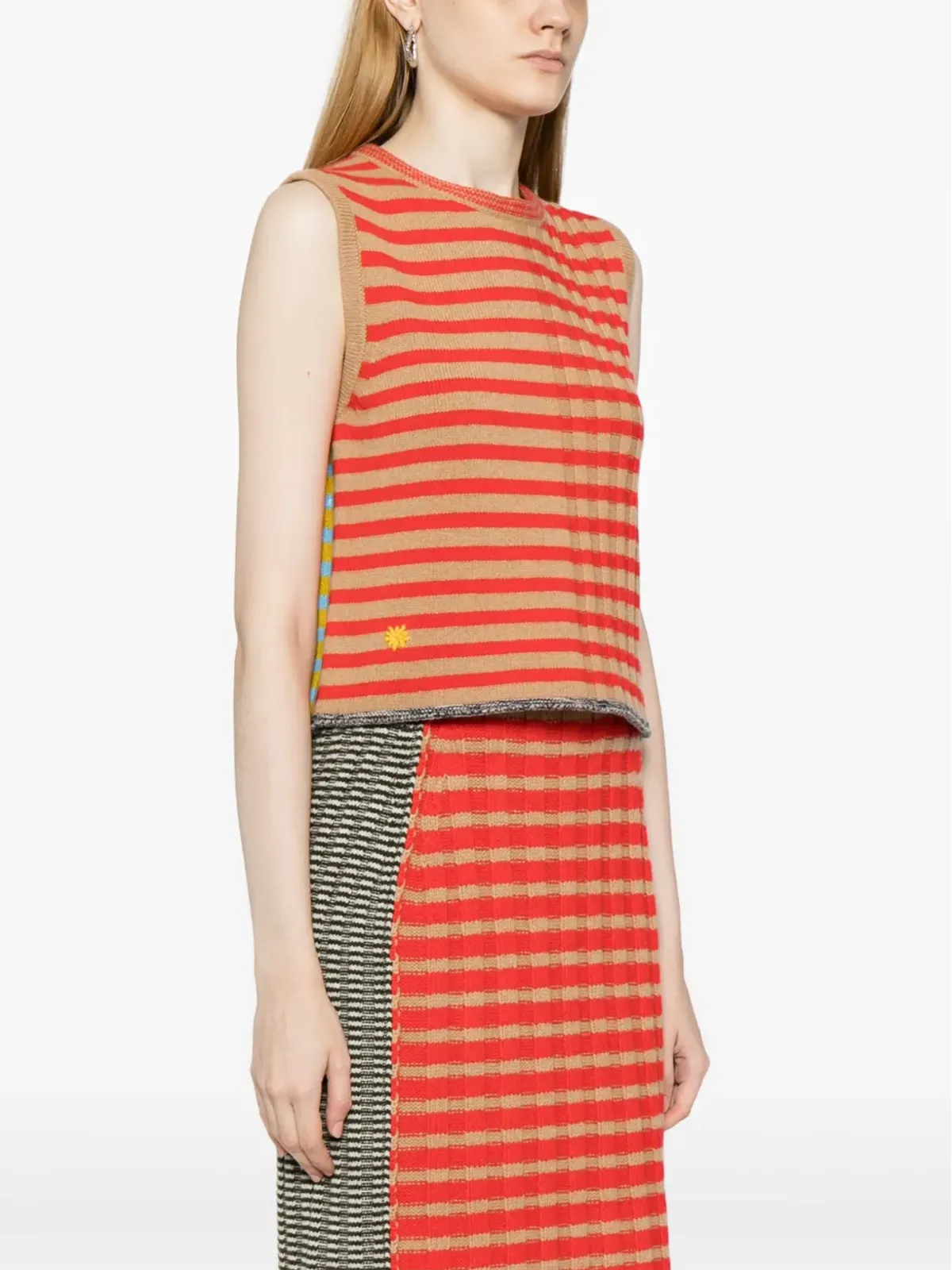 YANYAN KNITS ノースリーブ リブニットトップ - 画像3