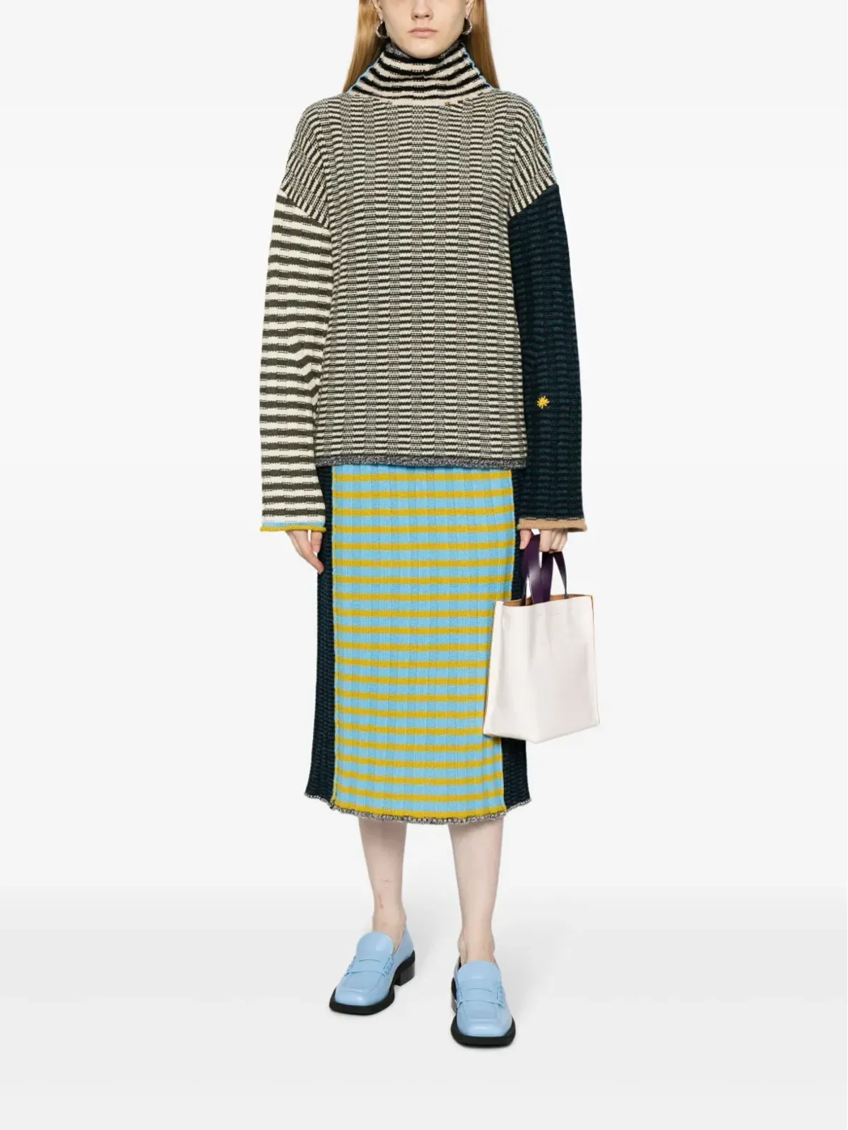 YANYAN KNITS ロゴ刺繍 ロールネック ジャンパー マルチカラー - 画像2