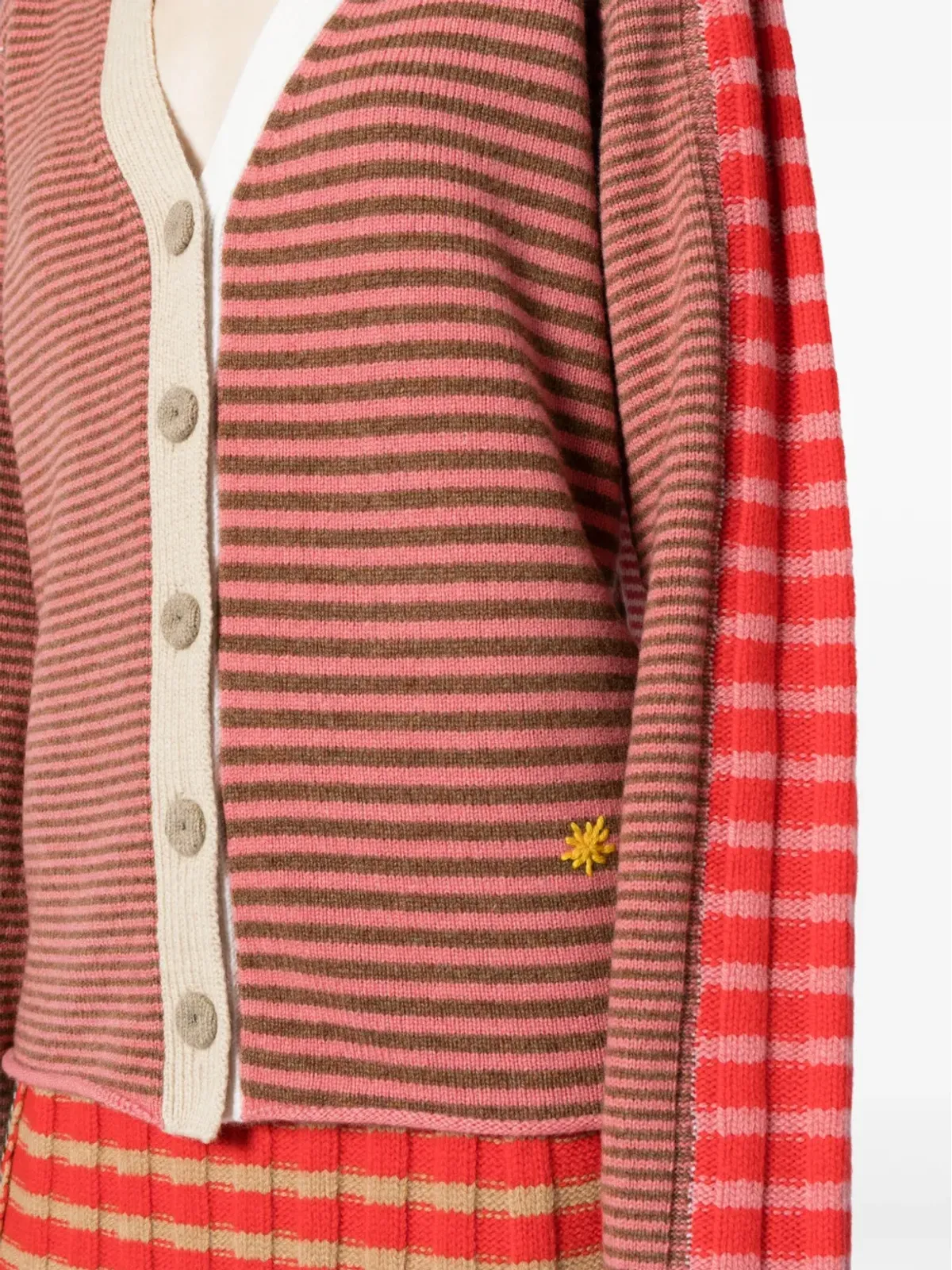 YANYAN KNITS ストライプVネックカーディガン - 画像5