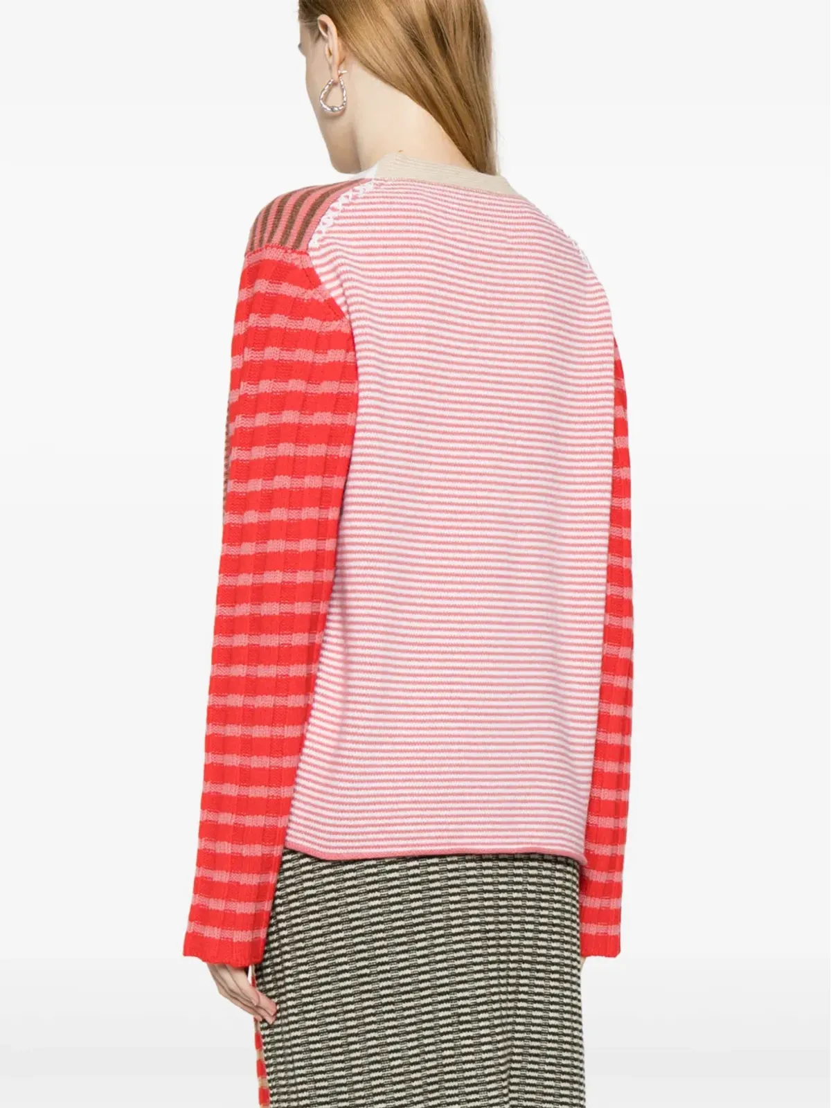 YANYAN KNITS ストライプVネックカーディガン - 画像4