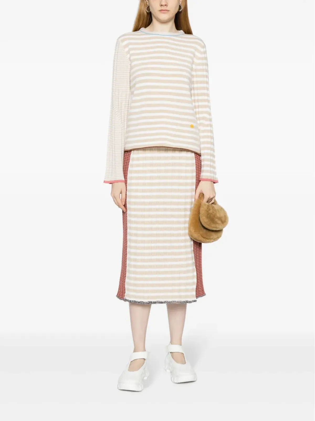 YANYAN KNITS 長袖ストライプニットセーター - 画像2