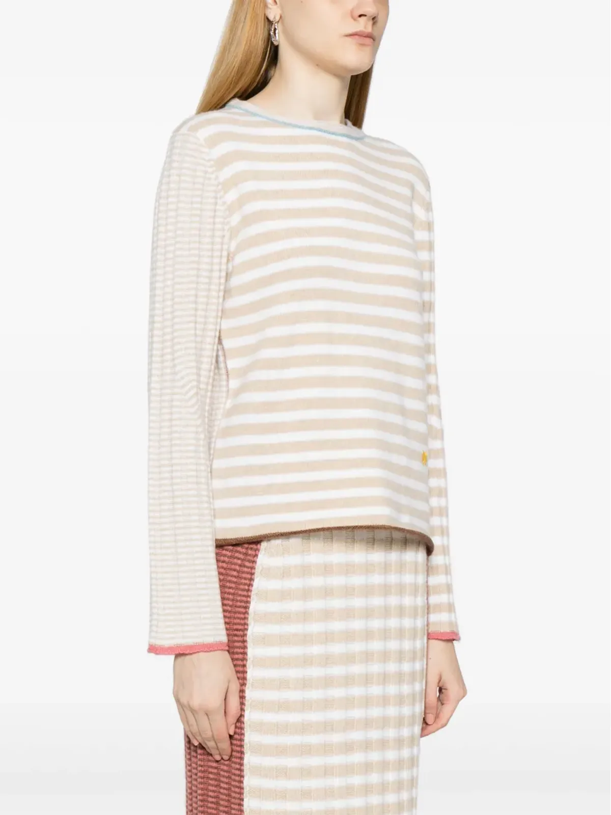 YANYAN KNITS 長袖ストライプニットセーター - 画像3