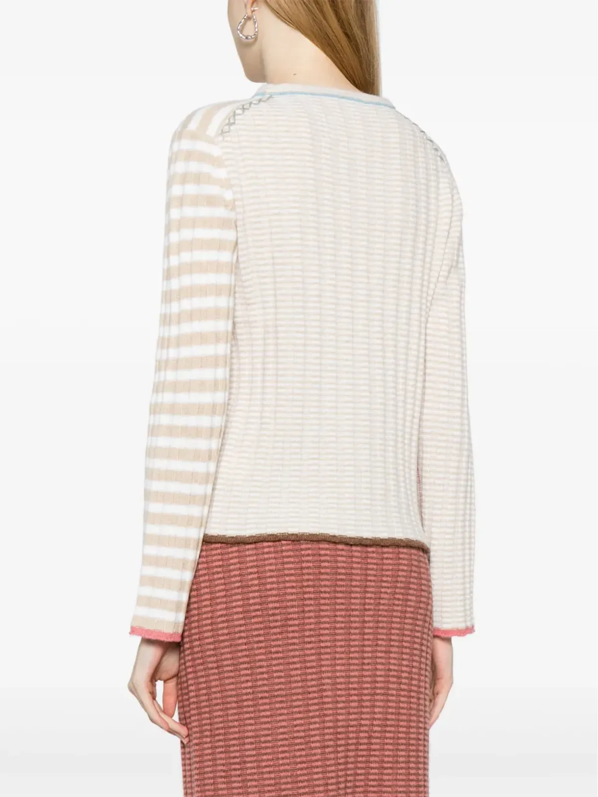 YANYAN KNITS 長袖ストライプニットセーター - 画像4
