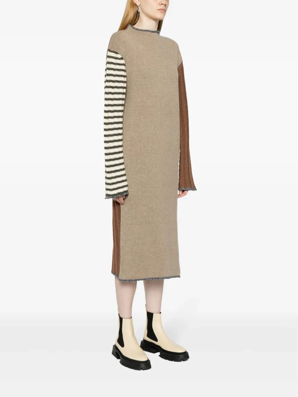 YANYAN KNITS 長袖ニットミディドレス - 画像3