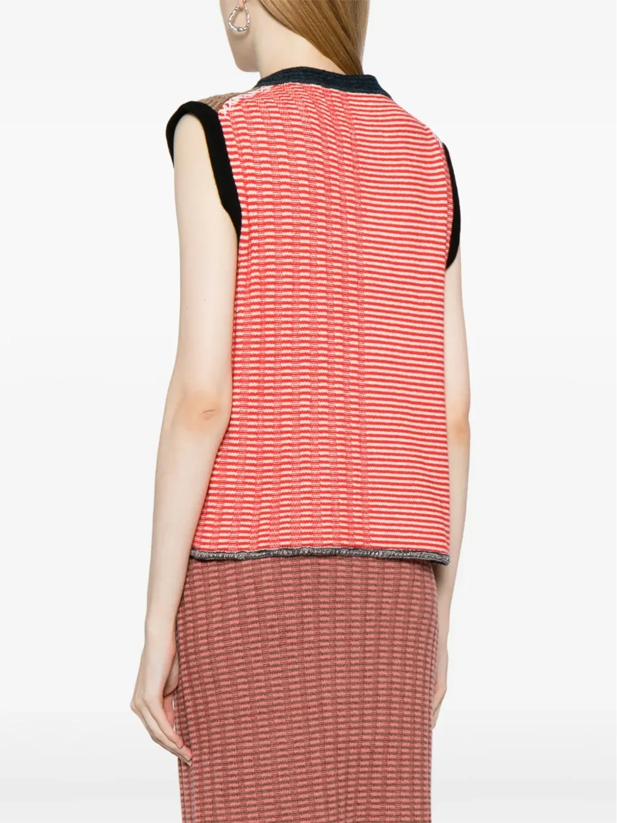 YANYAN KNITS ストライプ Vネック ニットトップ - 画像4