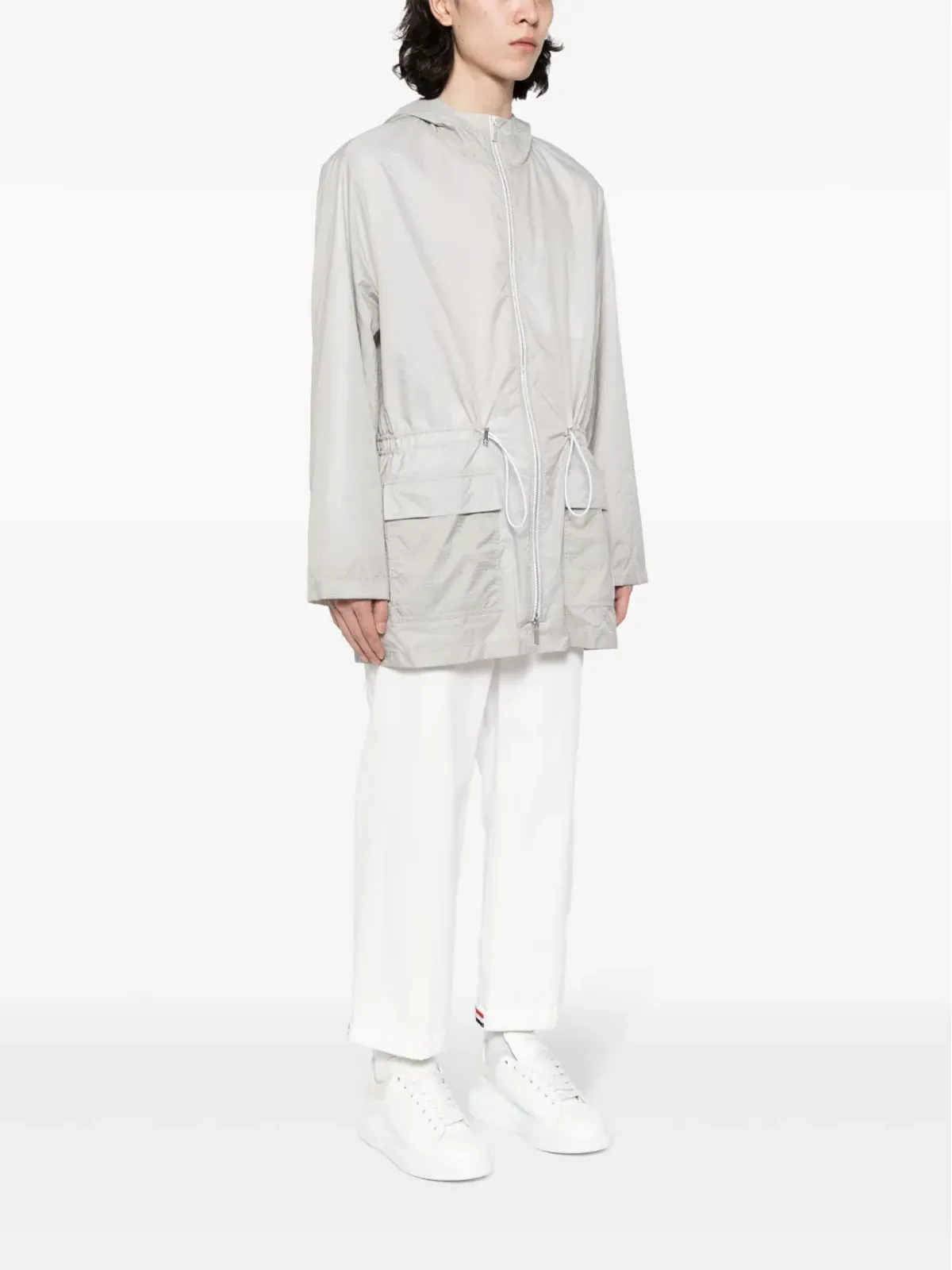 Thom Browne ジップアップ フード付きパーカ グレー - 画像3