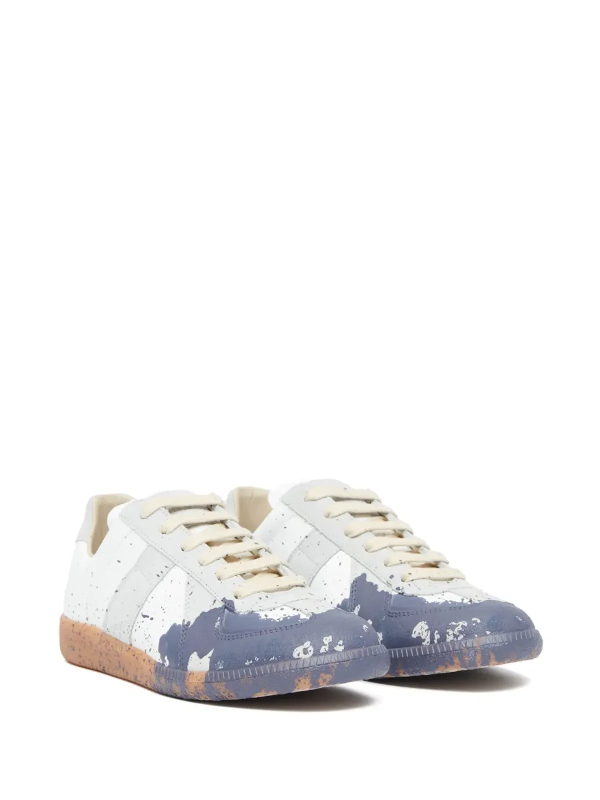 Maison Margiela レプリカ ペイント レザー スニーカー - ホワイト - 画像2