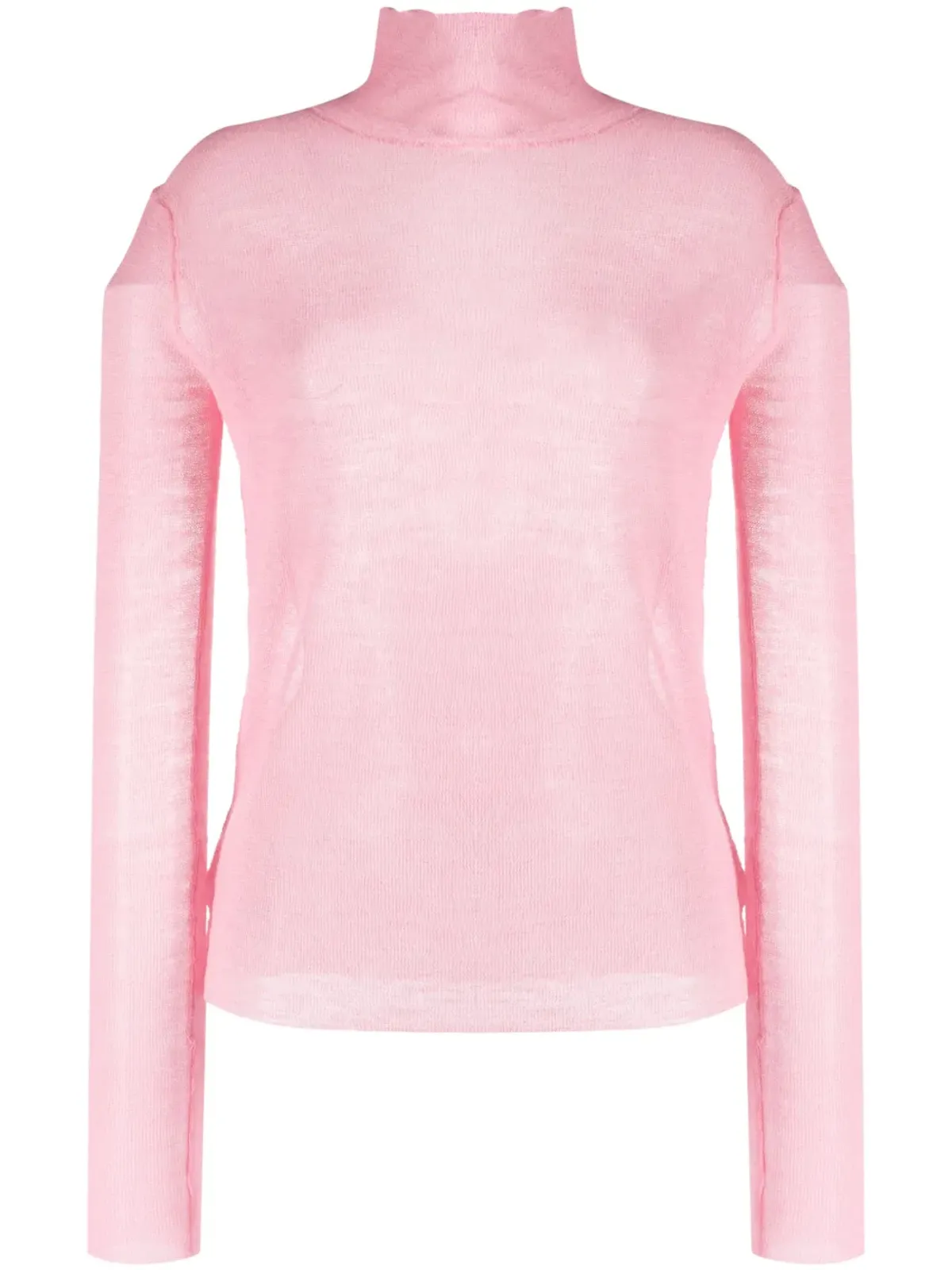 Jil Sander 半透け感のあるロゴパッチ ニットセーター ピンク - 画像1
