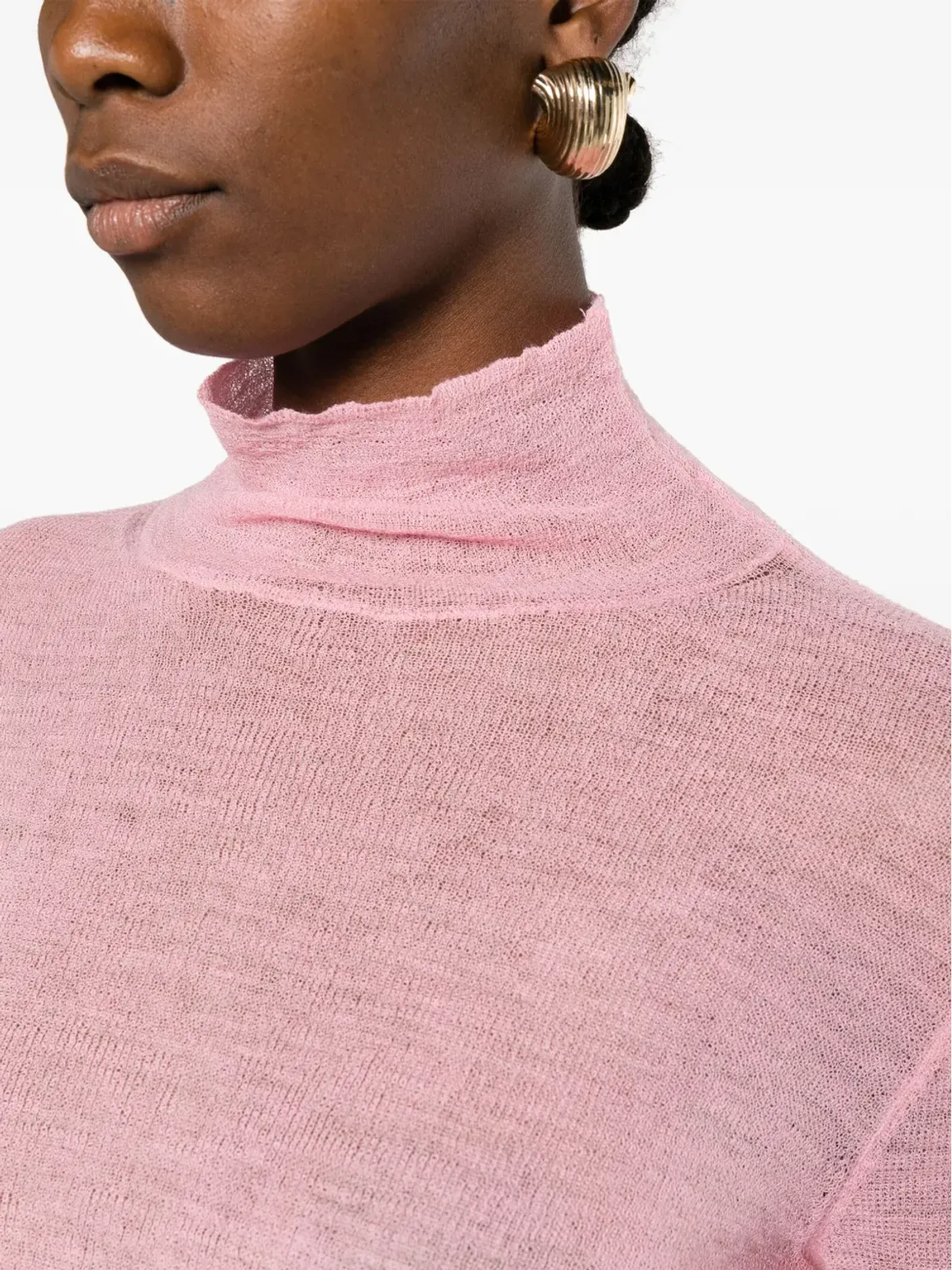 Jil Sander 半透け感のあるロゴパッチ ニットセーター ピンク - 画像5