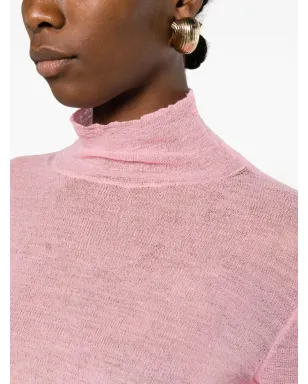 Jil Sander 半透け感のあるロゴパッチ ニットセーター ピンク - サムネイル5