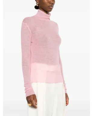 Jil Sander 半透け感のあるロゴパッチ ニットセーター ピンク - サムネイル3