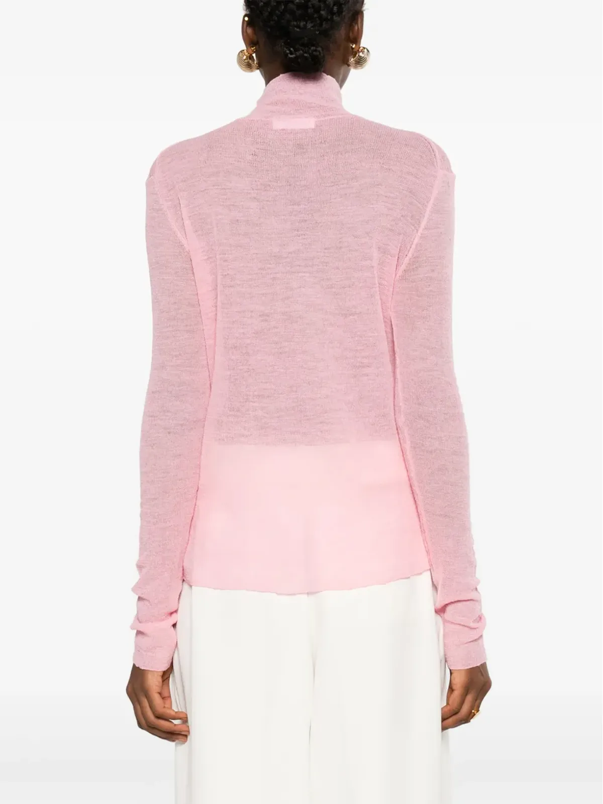 Jil Sander 半透け感のあるロゴパッチ ニットセーター ピンク - 画像4