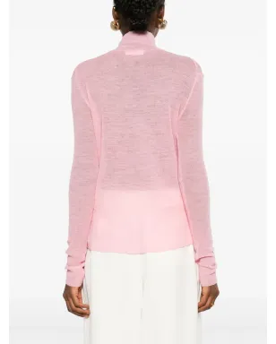 Jil Sander 半透け感のあるロゴパッチ ニットセーター ピンク - サムネイル4