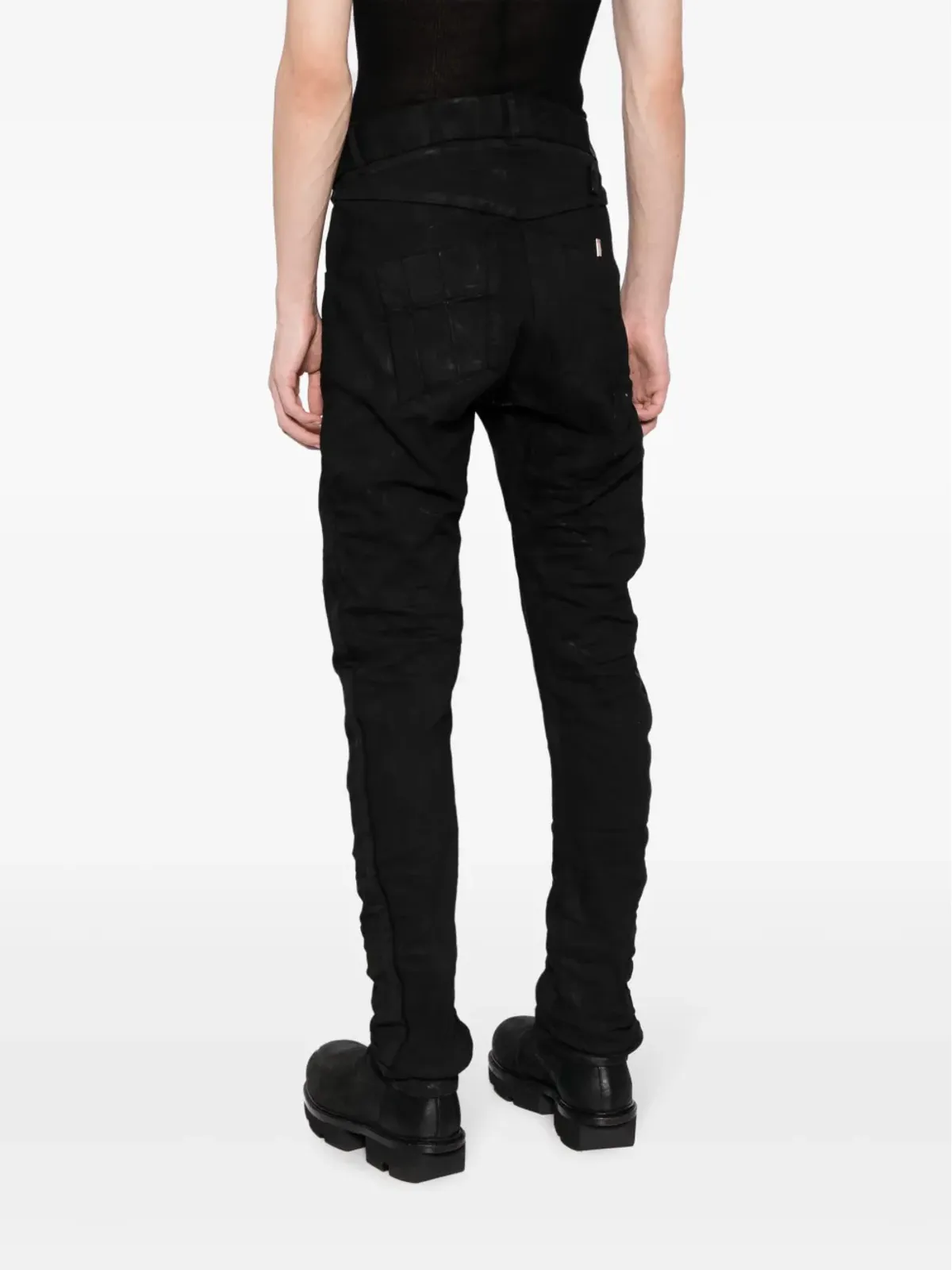 Boris Bidjan Saberi ディストレスド・ドロップクロッチ・スキニーパンツ - 画像4