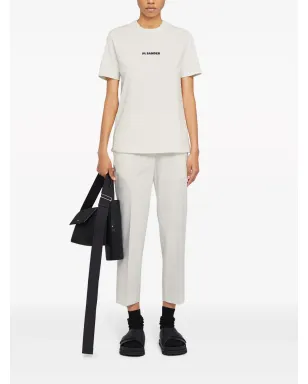 Jil Sander ドローストリングウエストのコットンパンツ - ホワイト - サムネイル2