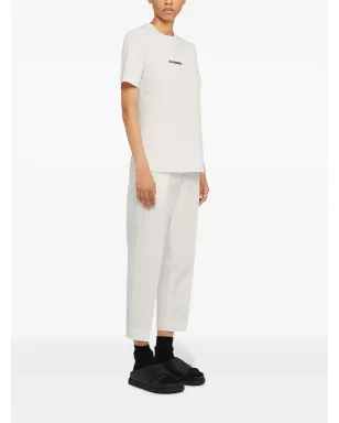 Jil Sander ドローストリングウエストのコットンパンツ - ホワイト - サムネイル3