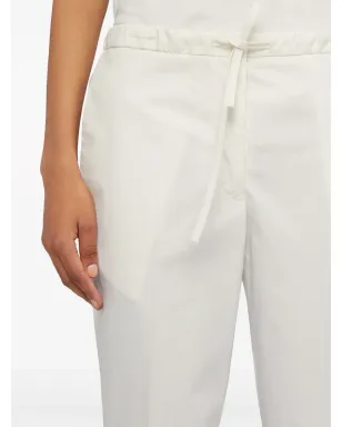 Jil Sander ドローストリングウエストのコットンパンツ - ホワイト - サムネイル4