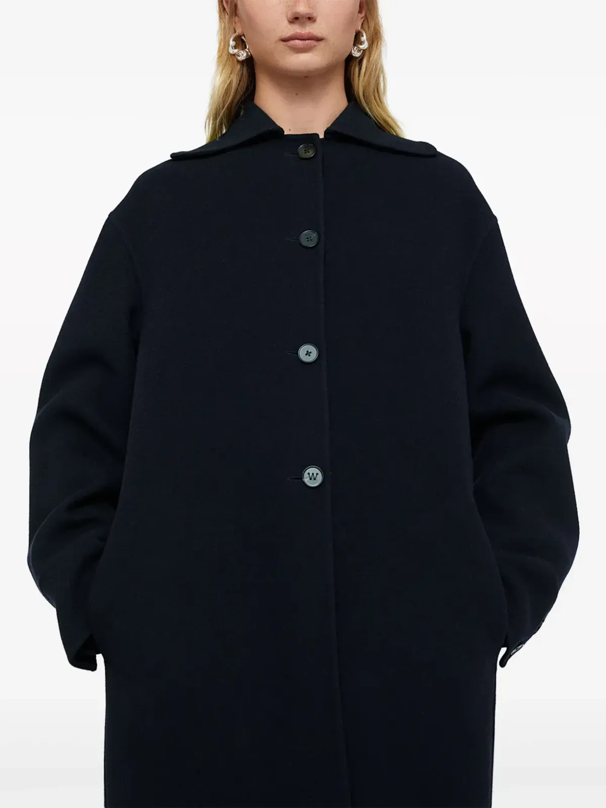 Jil Sander シングルブレスト カシミア コート ネイビー - 画像2