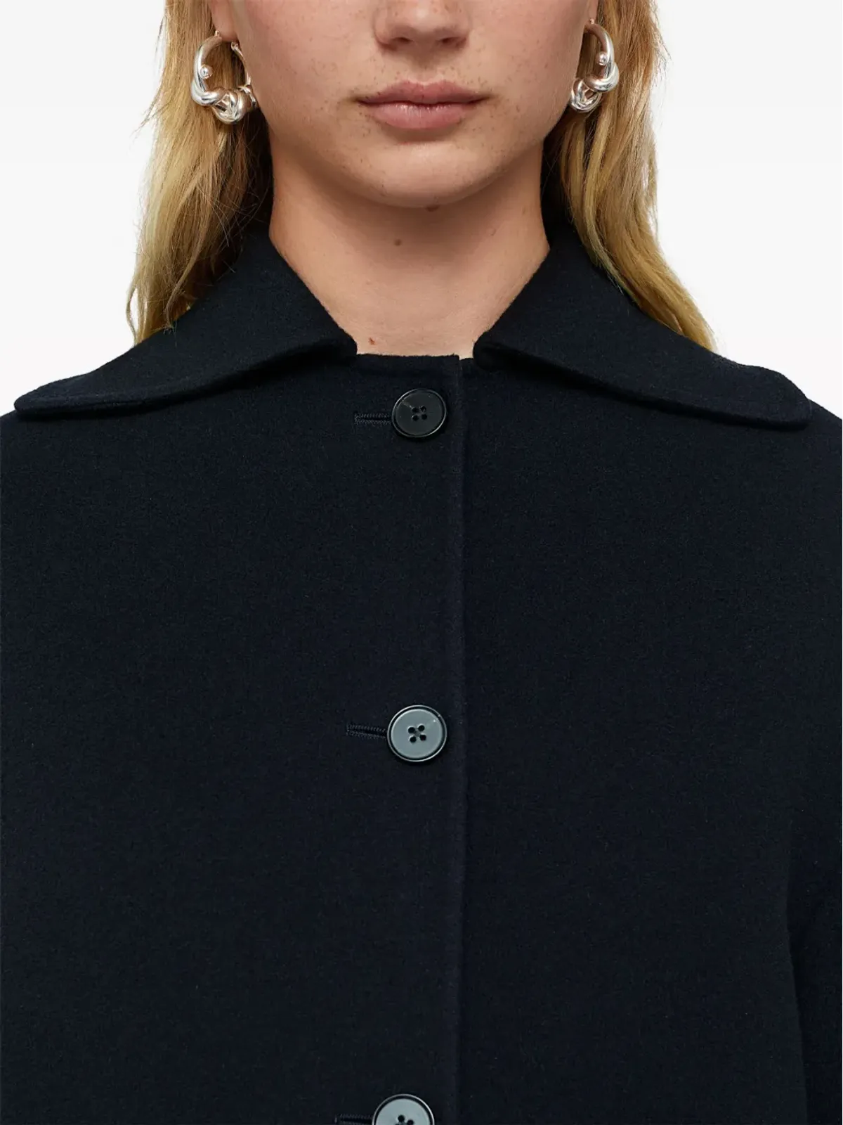 Jil Sander シングルブレスト カシミア コート ネイビー - 画像4