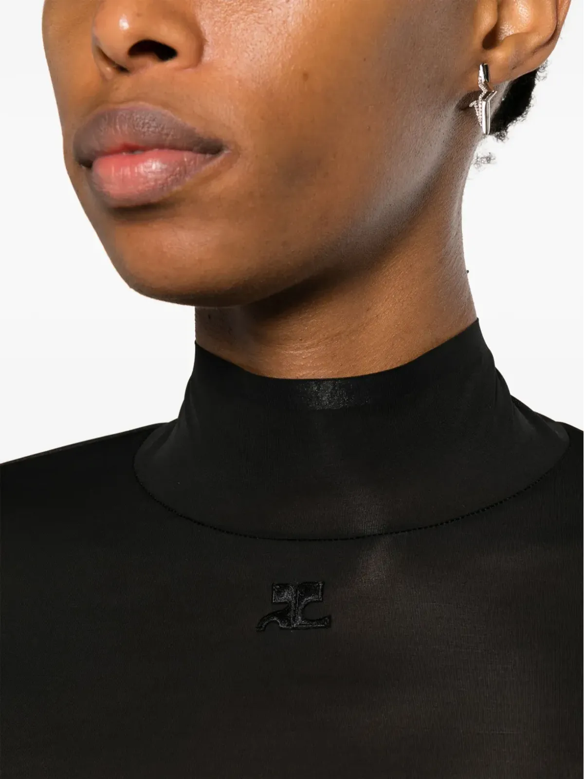 Courrèges ロゴ刺繍入りファインニットトップ - 画像5