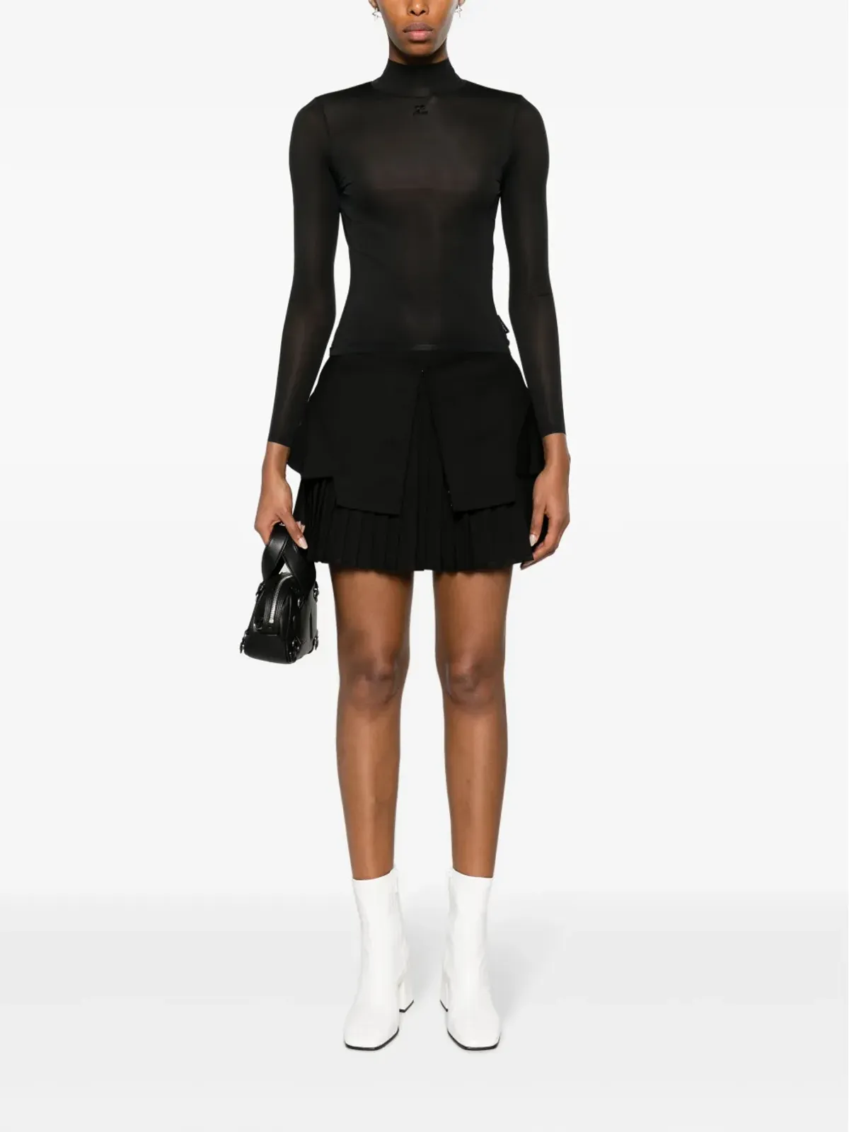 Courrèges ロゴ刺繍入りファインニットトップ - 画像2