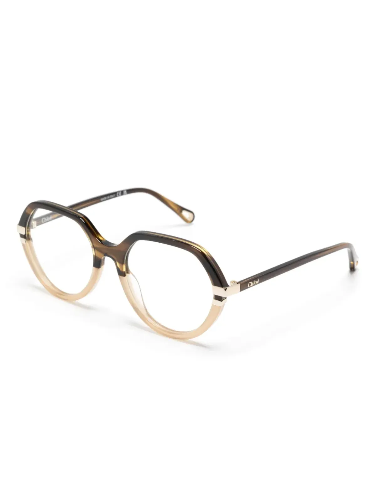 Chloé Eyewear ツートーンマーブル柄メガネ（ブラウン） - 画像2