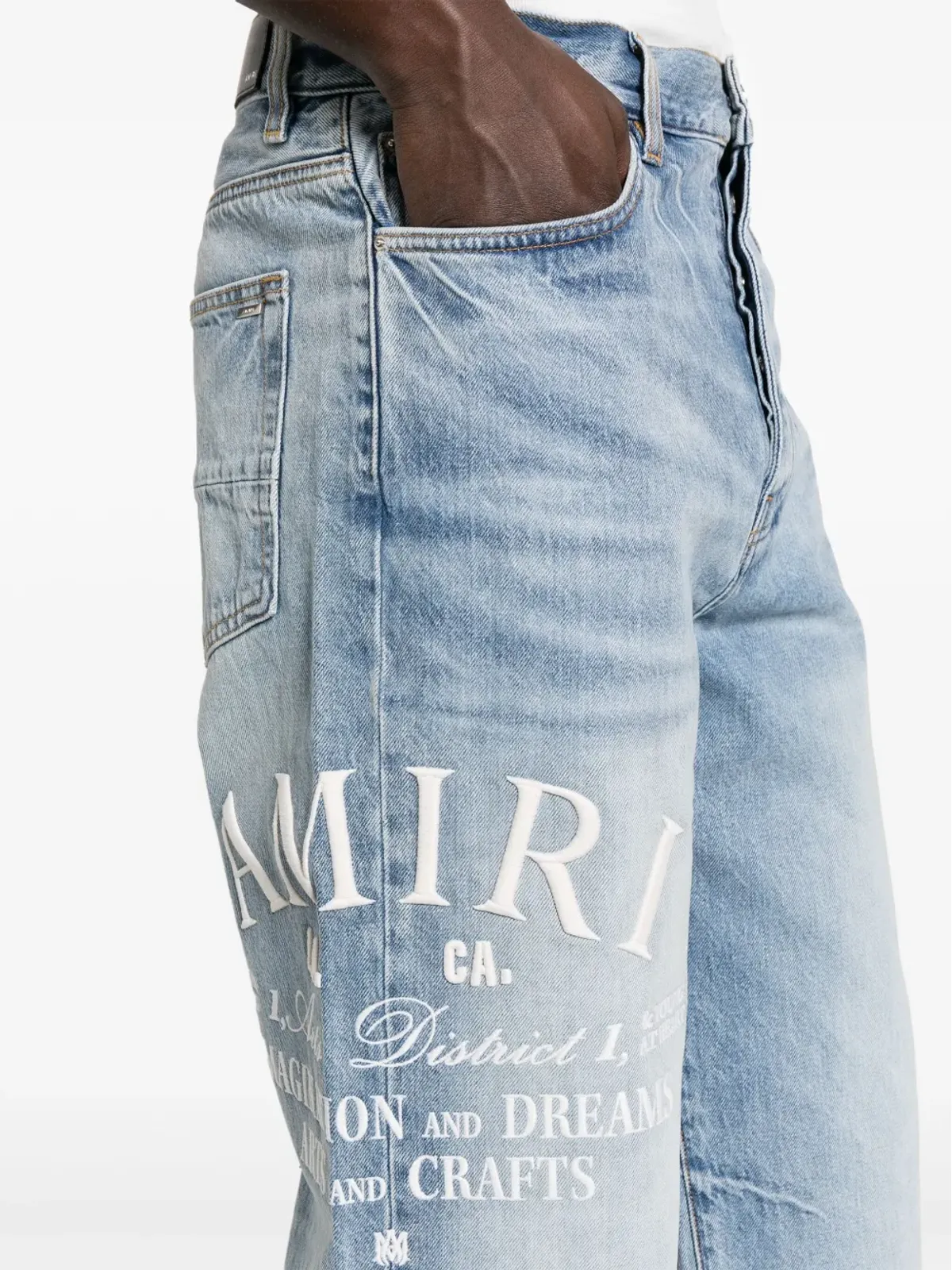 AMIRI アーツディストリクト ワイドレッグジーンズ ブルー - 画像5