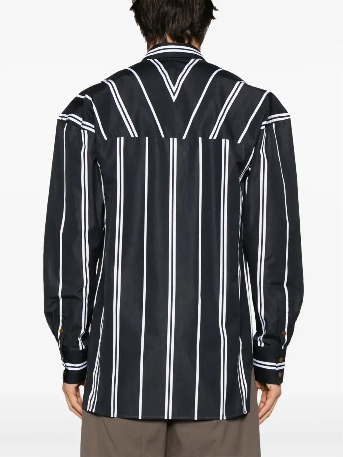 Vivienne Westwood Orb-logo stripe-print シャツ - ブラック - 画像4