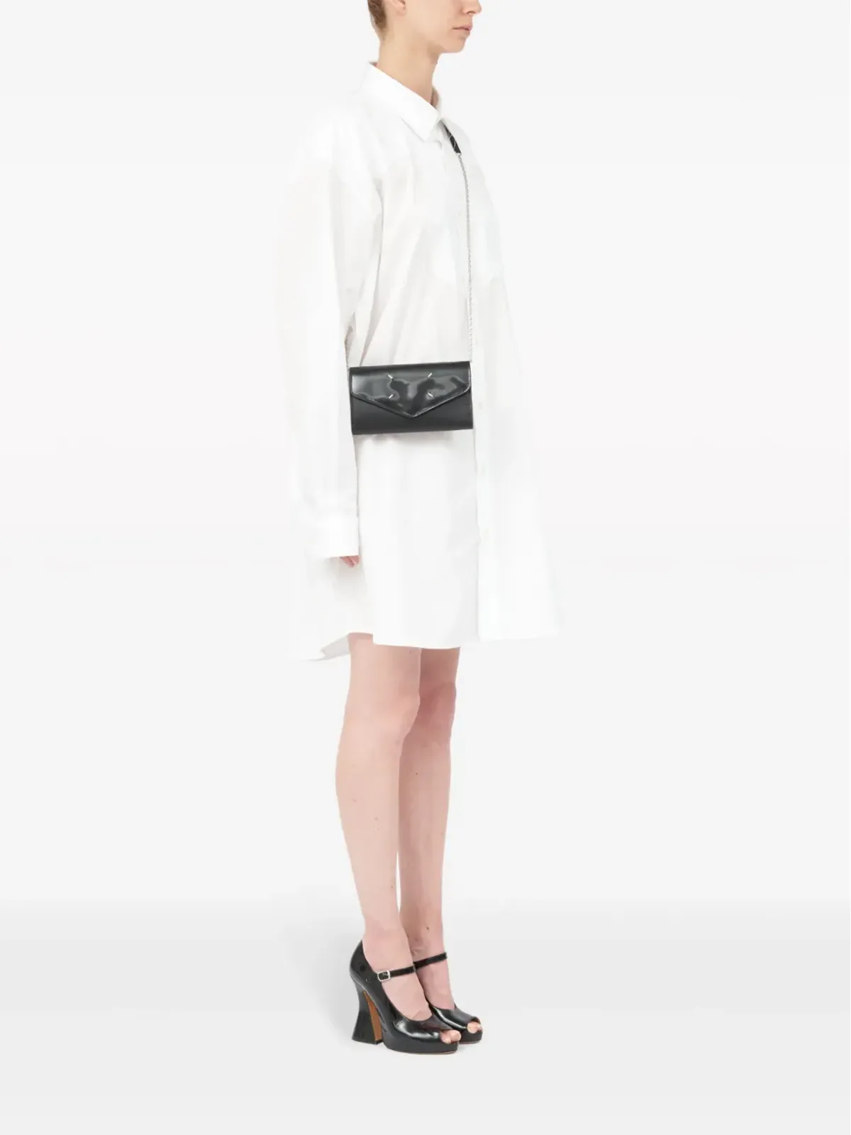 Maison Margiela フォーステッチ レザー クラッチバッグ - ブラック - 画像5