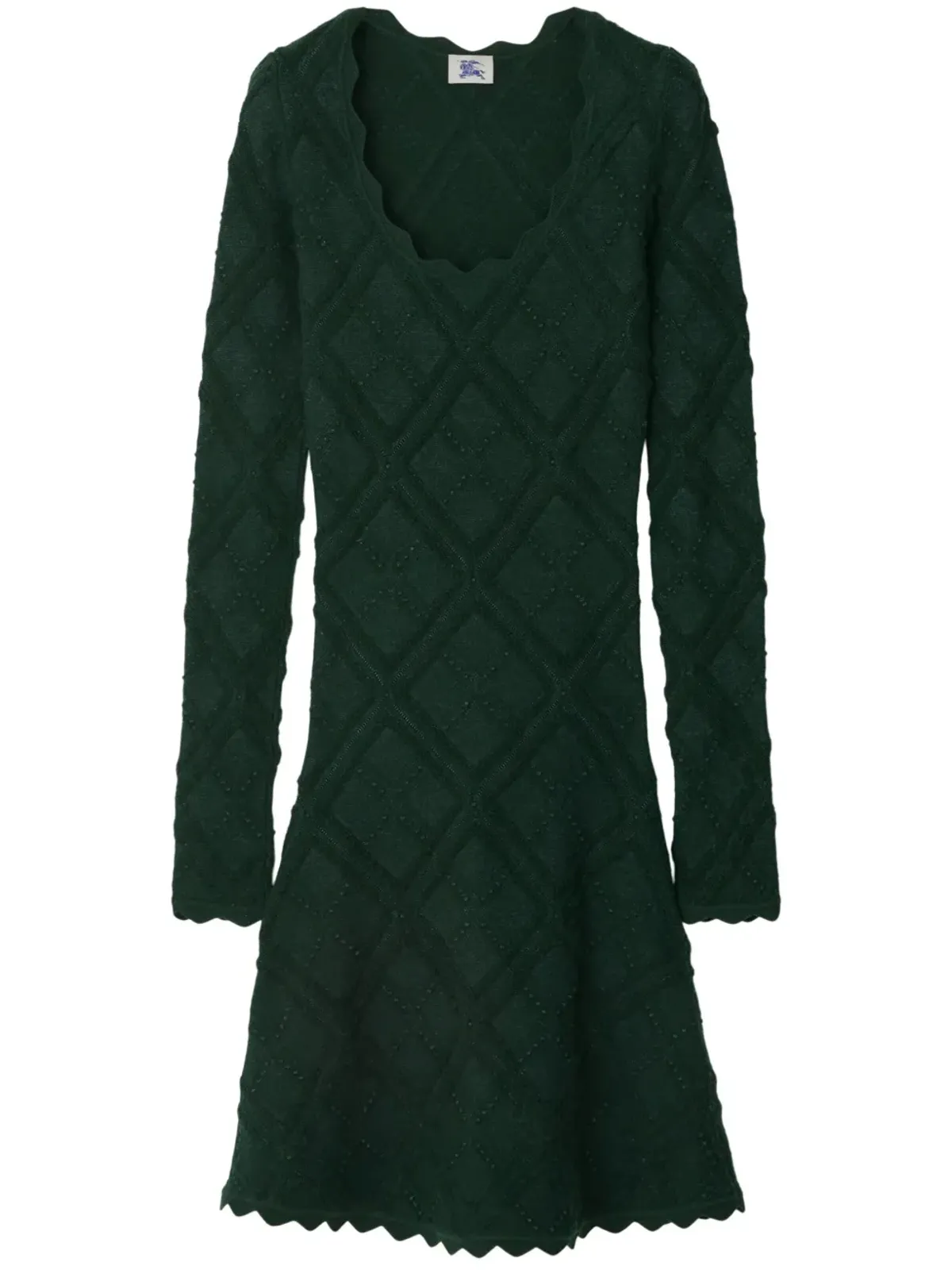 Burberry アラン長袖ニットドレス - グリーン - 画像1