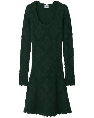 Burberry アラン長袖ニットドレス - グリーン - サムネイル1