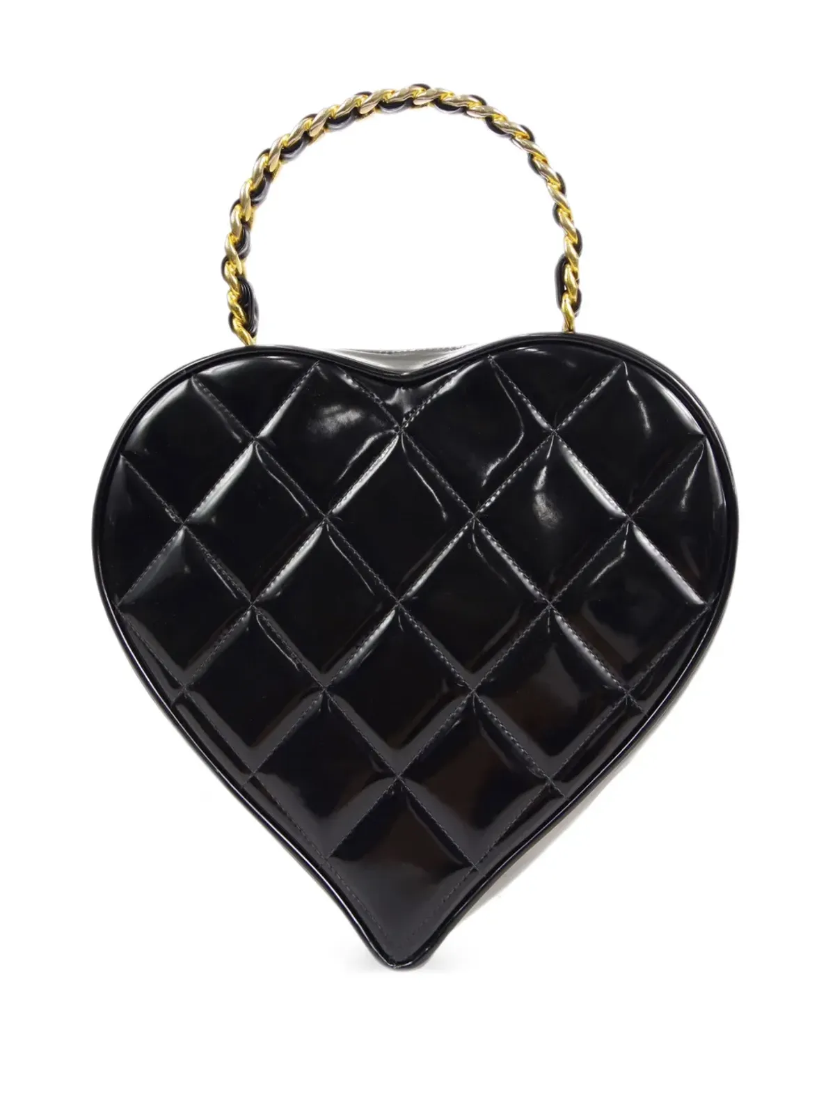 CHANEL ビンテージ 1995年 CCステッチ ハート型 バニティバッグ ブラック - 画像2