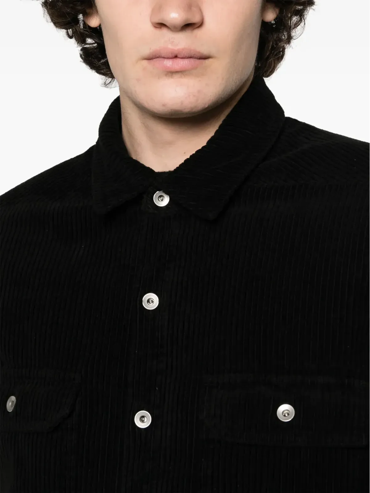 Rick Owens DRKSHDW コーデュロイコットンシャツジャケット ブラック - 画像5