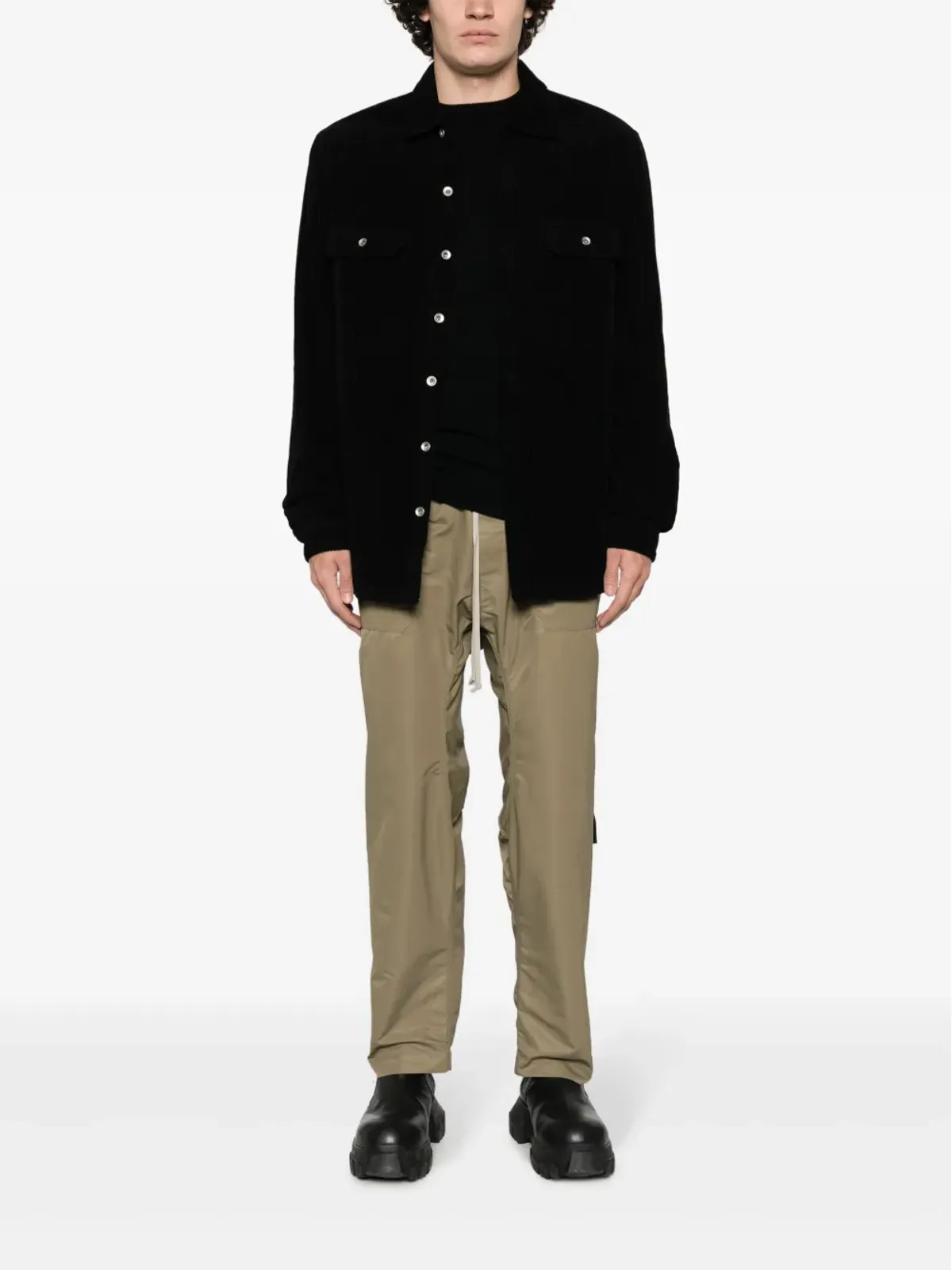 Rick Owens DRKSHDW コーデュロイコットンシャツジャケット ブラック - 画像2