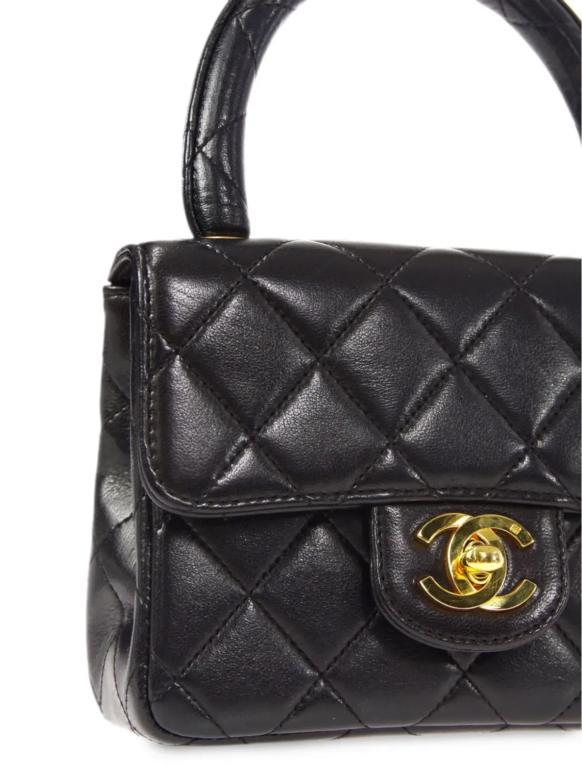 CHANEL ビンテージ 1990年代 ミニスクエア クラシック フラップ ハンドバッグ ブラック - 画像3