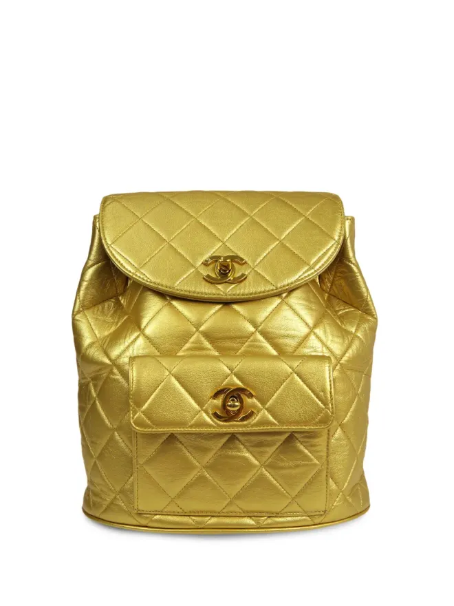 CHANEL Pre-Owned CHANEL ビンテージ Duma ダイヤモンドキルト バックパック イエローの商品画像