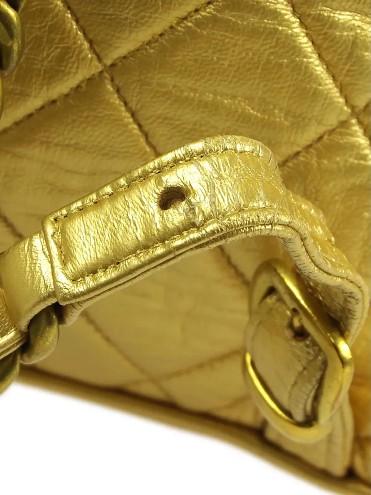 CHANEL ビンテージ Duma ダイヤモンドキルト バックパック イエロー - 画像5