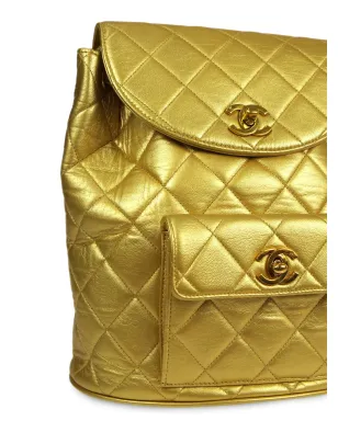 CHANEL ビンテージ Duma ダイヤモンドキルト バックパック イエロー - サムネイル3