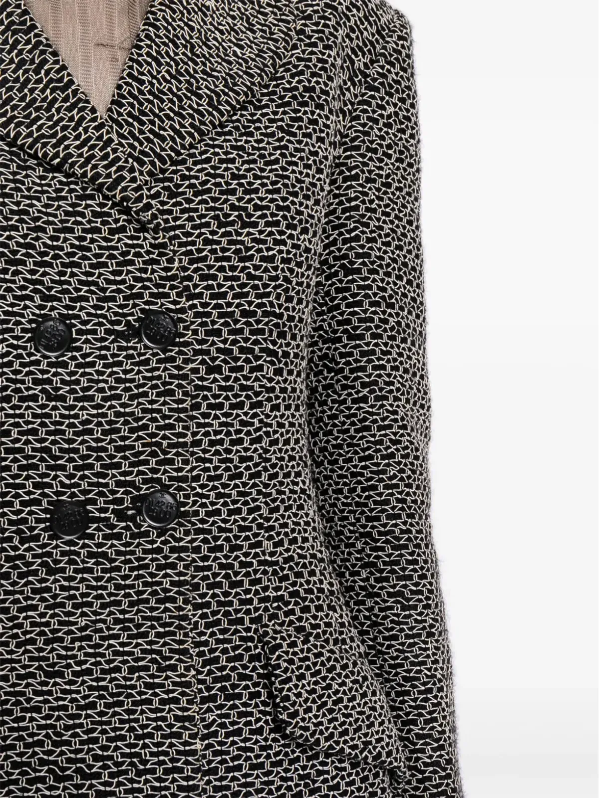 CHANEL ビンテージ 1998年 ダブルブレスト ツイード ブレザー ブラック - 画像5