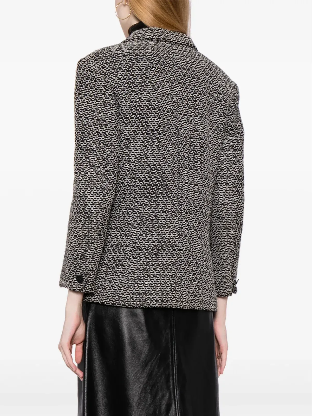 CHANEL ビンテージ 1998年 ダブルブレスト ツイード ブレザー ブラック - 画像4