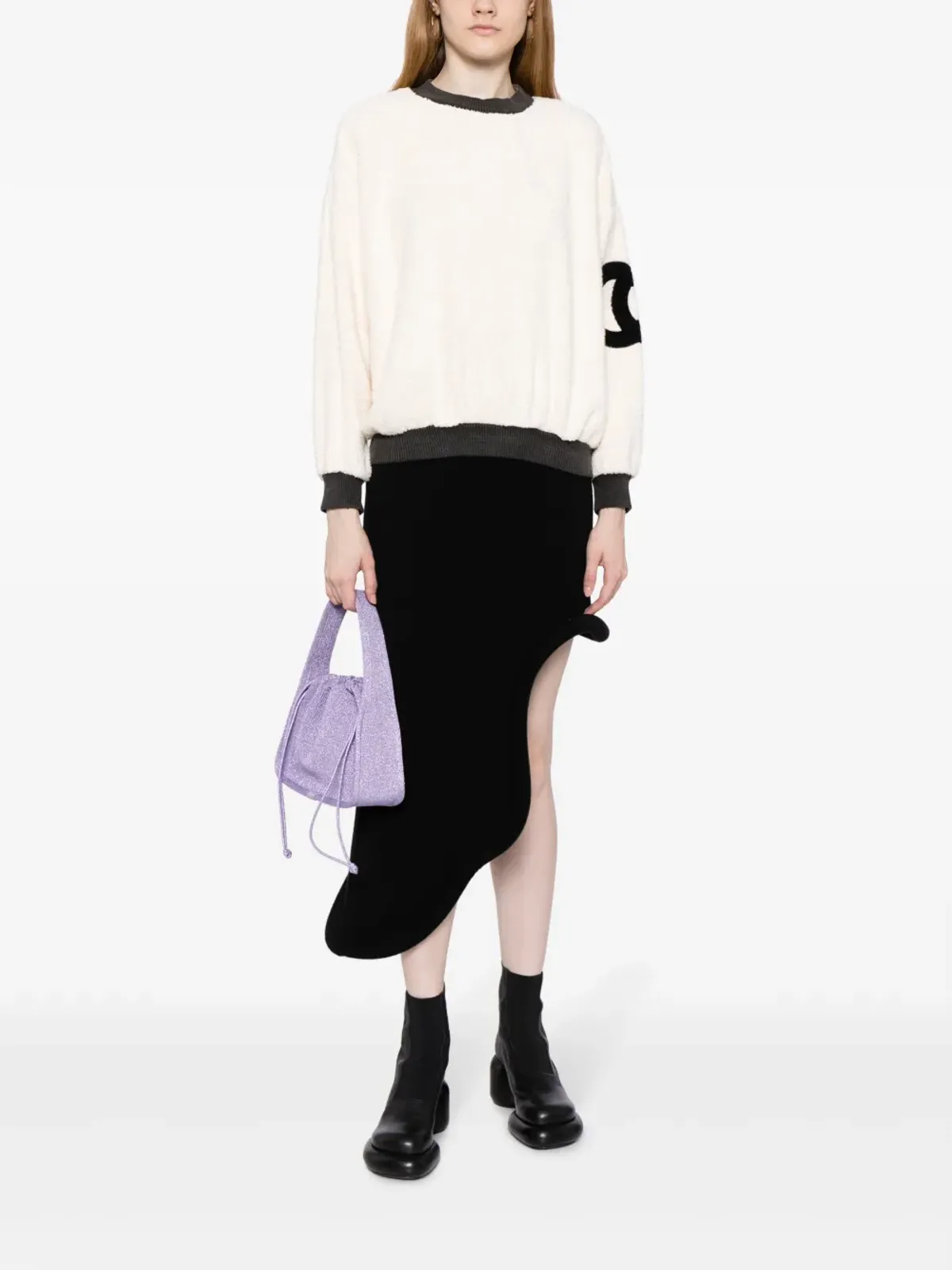 CHANEL ビンテージ 1992年製 インターロッキング CC ロゴ入り フェイクシャーリング スウェットシャツ - ニュートラルカラー - 画像2