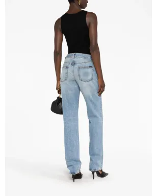 Saint Laurent ミッドライズ・ストレートジーンズ ブルー - サムネイル4