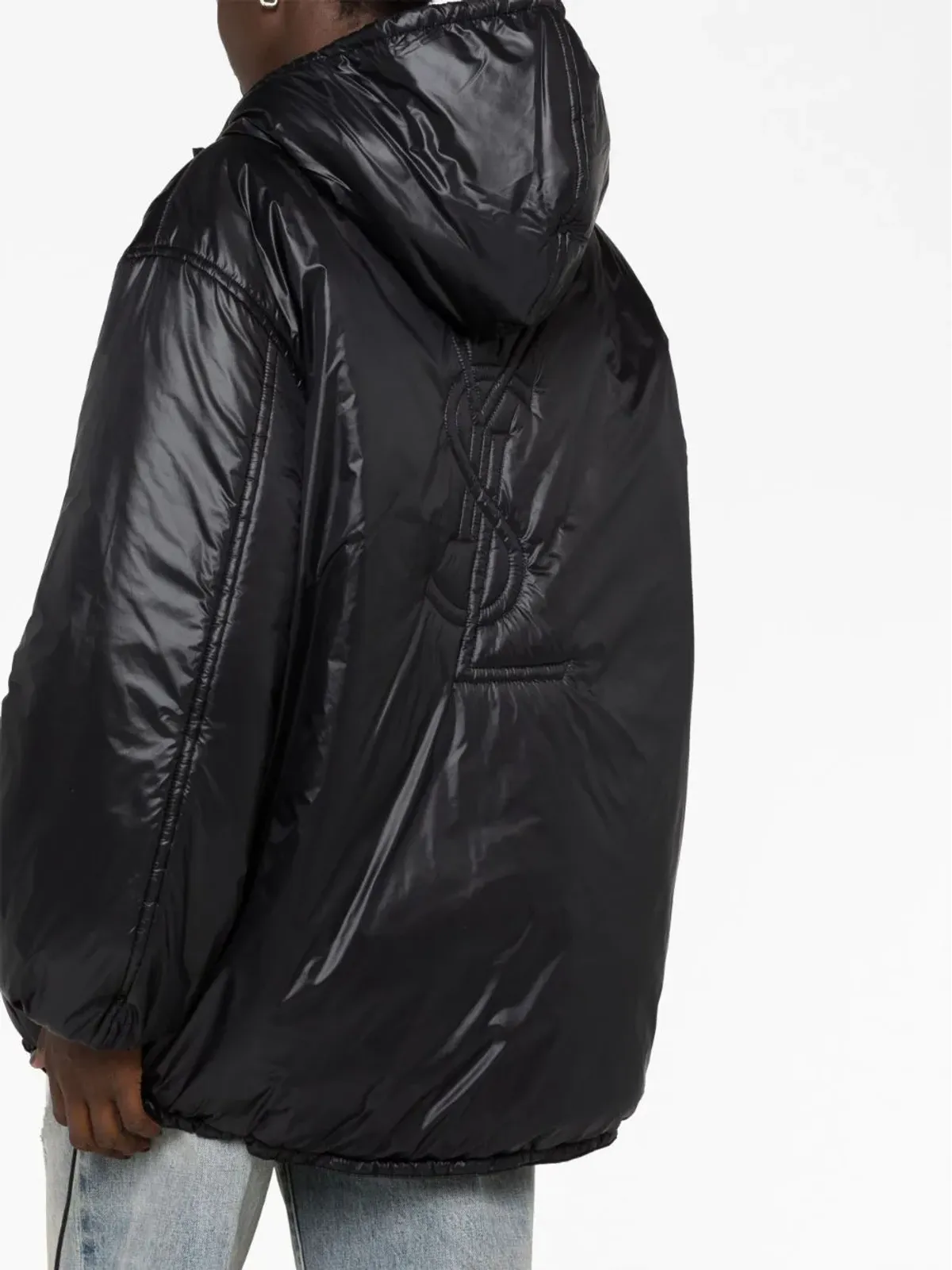 Saint Laurent Cassandre パディッド フード付きジャケット - ブラック - 画像5