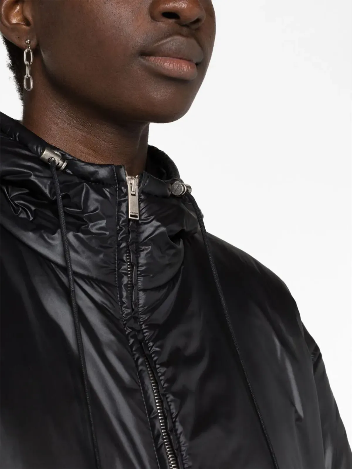 Saint Laurent Cassandre パディッド フード付きジャケット - ブラック - 画像3