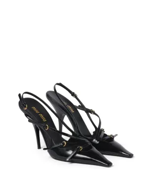 Miu Miu buckle-embellished slingback pumps - Black - サムネイル2