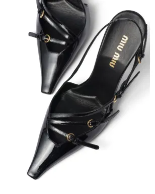 Miu Miu buckle-embellished slingback pumps - Black - サムネイル3