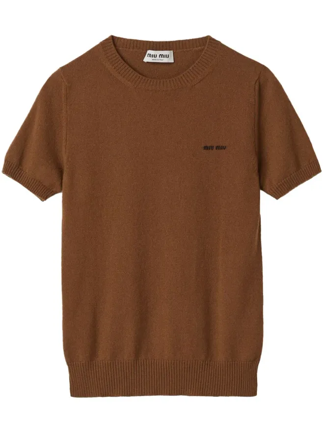 Miu Miu Miu Miu ロゴ編み込みカシミヤトップの商品画像
